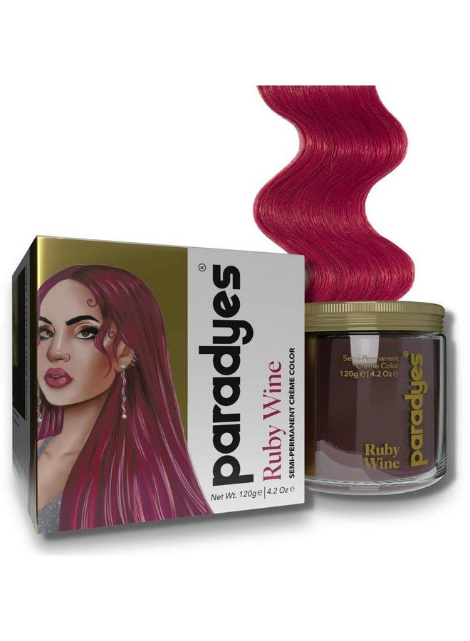 Paradyes Semi-Permanent Ruby Wine Diy Conditioner Based Hair Colour Infused With Aloe-Vera, Bhringaraj, Brahmi, Almonds & Amla 120 Gm  - Image 1