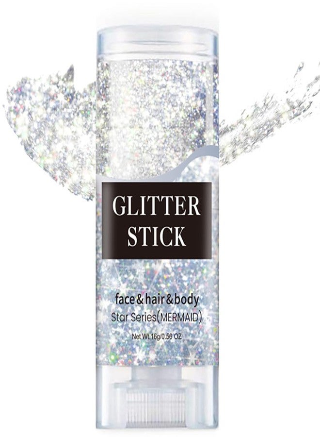 Skynest Clear White Body Glitter,Mardi Gras Face Glitter Makeup for Kids Women,Face Glitter for Running,Sparkly Chunky Hair Glitter,Singer Concert Festival Rave Accessories,Mermaid Glitter Face Paint - Image 1
