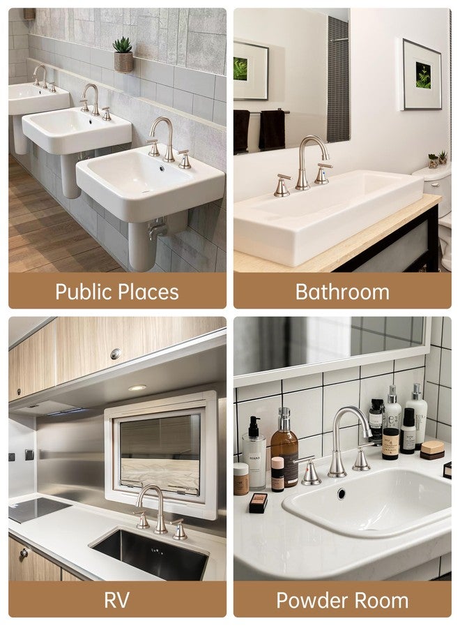 Fransiton 8 Inch Widespread Bathroom Sink Faucet 3 Hole 2-Pack, Brushed Nickel with Metal Pop-Up Drain Assembly,2 Handle for Sink Vanity - Image 4