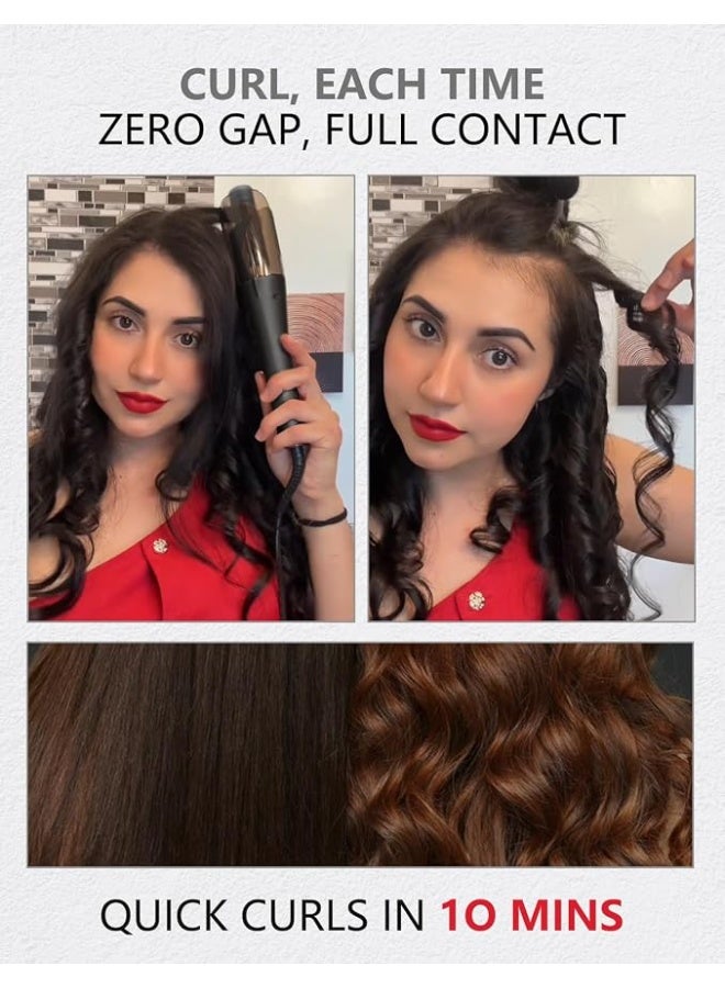 LANDOT Hair Curler Automatic Rotating, 2-Way Curling Wand with Anti-Scald Guard & Tangle-Free Technology, 8 Heat Settings & Dual Voltage for Salon Curls at Home, Ideal for Beginners - Classic Black | 2-Way Anti-Tangle Self Curling Wand, Ceramic Tourmaline Barrel, Dual Voltage Travel Iron for Beginners & All Hair Types - Image 5