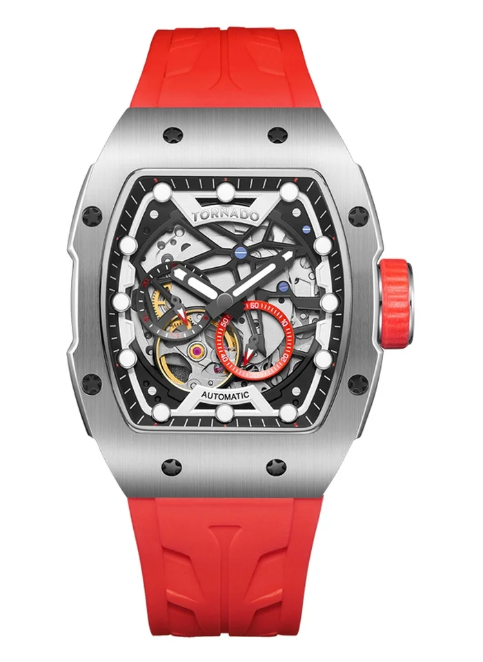 TORNADO Tornado Autonova T24302-SSRB Men's Automatic Display Watch & Silicone Strap Red