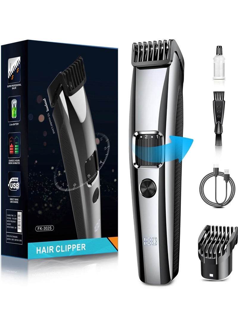 Men's Beard Trimmer, 10 Length Adjustable Blade Wheel, Stainless Steel T-Blade for Precision Facial Hair Trimming, Cordless Waterproof Wet/Dry Hair Clipper , Rechargeable - pzsku/Z91BE34BDFD3DD660E398Z/45/_/1740036670/576e9c09-e255-4615-8fb9-c128d1b3bee9