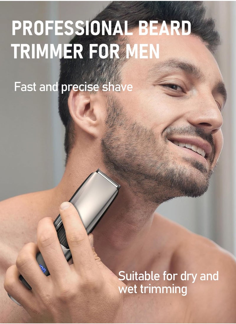 Men's Beard Trimmer, 10 Length Adjustable Blade Wheel, Stainless Steel T-Blade for Precision Facial Hair Trimming, Cordless Waterproof Wet/Dry Hair Clipper , Rechargeable - pzsku/Z91BE34BDFD3DD660E398Z/45/_/1740036676/04e6796f-ebb5-4e9e-b00f-5e686b7bd040