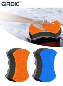 2-PCs Car Wash Sponges, Three-Layer Big Wave Car Wash Sponge, Car Cleaning Supplies High Foam Cleaning Washing Sponge Pad for Car Cleaning Scrubber Non-Scratch 20.5*14.5*7 CM