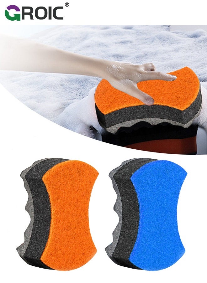 GROIC - 2-PCs Car Wash Sponges, Three-Layer Big Wave Car Wash Sponge, Car Cleaning Supplies High Foam Cleaning Washing Sponge Pad for Car Cleaning Scrubber Non-Scratch 20.5*14.5*7 CM - Image 1