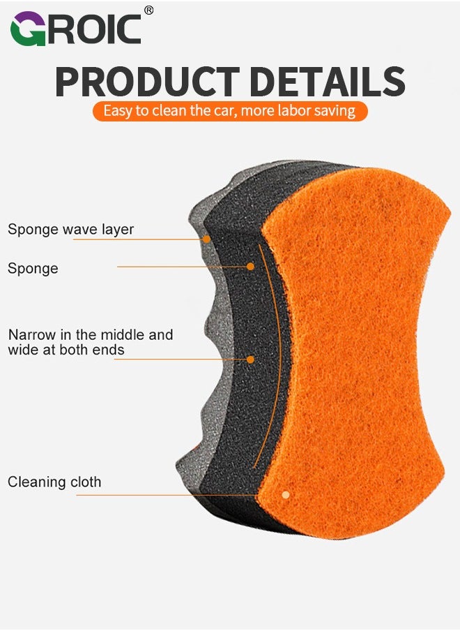 GROIC - 2-PCs Car Wash Sponges, Three-Layer Big Wave Car Wash Sponge, Car Cleaning Supplies High Foam Cleaning Washing Sponge Pad for Car Cleaning Scrubber Non-Scratch 20.5*14.5*7 CM - Image 1