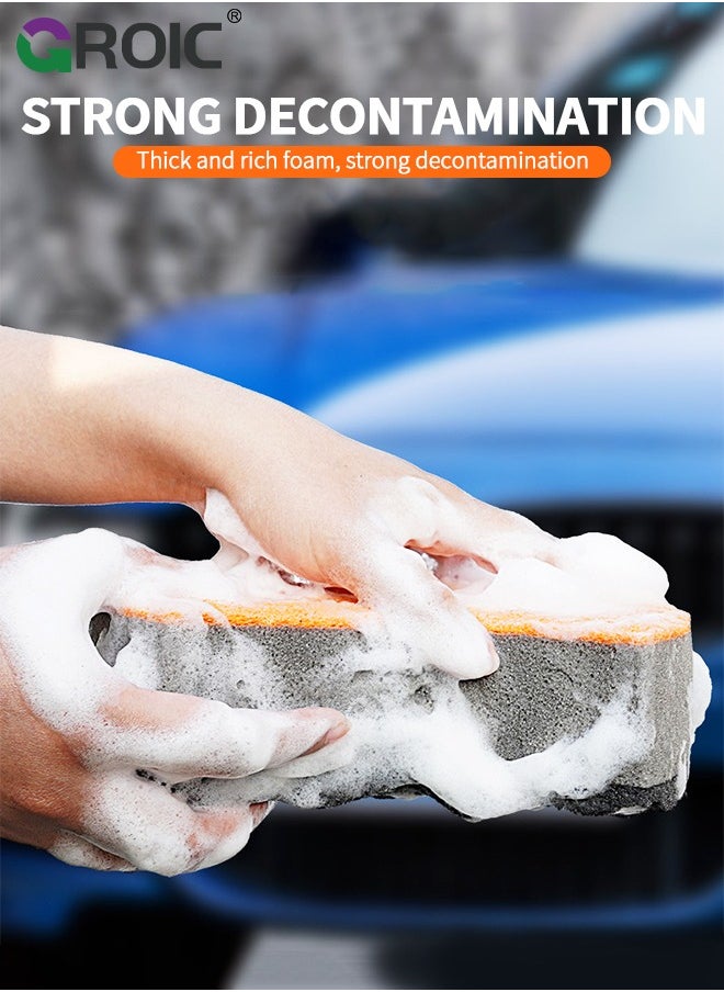 GROIC - 2-PCs Car Wash Sponges, Three-Layer Big Wave Car Wash Sponge, Car Cleaning Supplies High Foam Cleaning Washing Sponge Pad for Car Cleaning Scrubber Non-Scratch 20.5*14.5*7 CM - Image 1