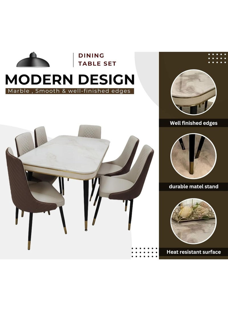 LHFHOMT HFHOMT-7 Pieces Dining Sets, Table and Chairs Set for 6 Person, Sturdy Kitchen Dining Room Set, Suitable Table Furniture for Home - Image 2