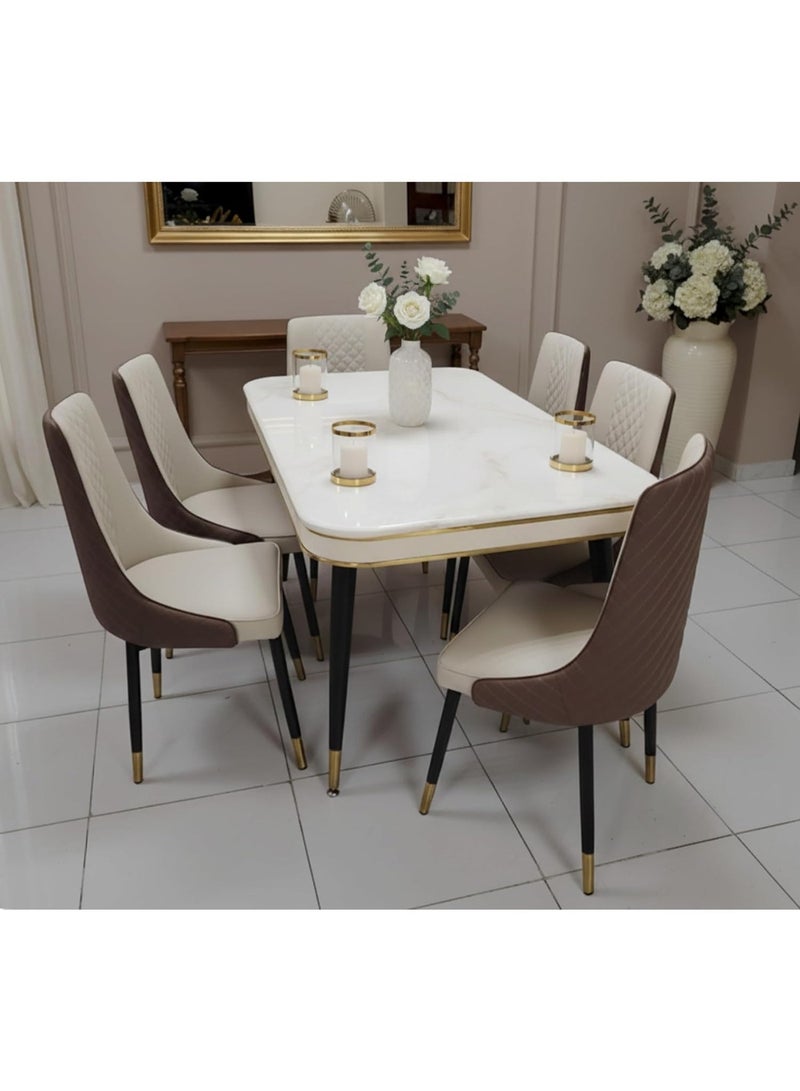 LHFHOMT HFHOMT-7 Pieces Dining Sets, Table and Chairs Set for 6 Person, Sturdy Kitchen Dining Room Set, Suitable Table Furniture for Home - Image 3