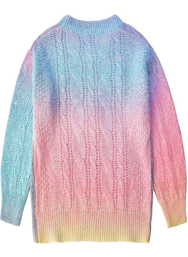 Peacolate 2-7Years Little Girls Spring Autumn 2pcs Clothing Set Long Sleeve Gradient Colour Sweater and Embroider Butterfly Flower Jeans(Pink,4T) - Image 3