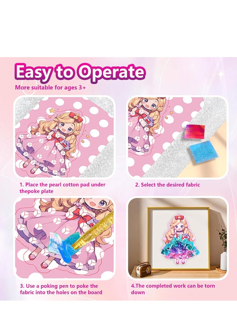 Fabric Art Frenzy Puncture Painting Toy, 24 Handmade Princess Dress 3D Pasted Painting DIY Toy, DIY Art Craft Kit Poke Art Toys, Creative Puzzle Diy Poking Painting for Kids - Image 3