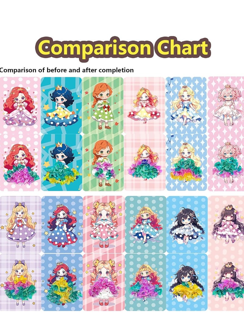 Fabric Art Frenzy Puncture Painting Toy, 24 Handmade Princess Dress 3D Pasted Painting DIY Toy, DIY Art Craft Kit Poke Art Toys, Creative Puzzle Diy Poking Painting for Kids - Image 5