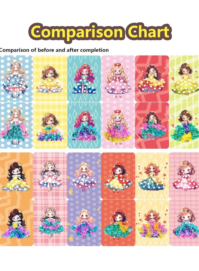 Fabric Art Frenzy Puncture Painting Toy, 24 Handmade Princess Dress 3D Pasted Painting DIY Toy, DIY Art Craft Kit Poke Art Toys, Creative Puzzle Diy Poking Painting for Kids - Image 4