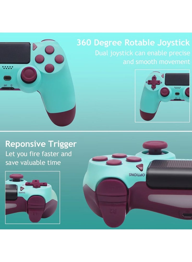 Wireless Controller for Computer Games with Dual Vibration, DualShock Wireless Controller for PS4, Clickable Touchpad and Anti-Slip, Berry Blue - Image 3