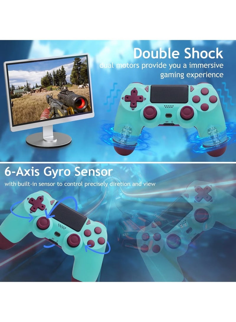 Wireless Controller for Computer Games with Dual Vibration, DualShock Wireless Controller for PS4, Clickable Touchpad and Anti-Slip, Berry Blue - Image 2