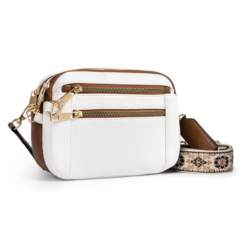 Joryin Anti Theft Crossbody Bag for Women Men, Slash-resistant RFID Blocking Travel Purses, Small Shoulder Bag Handbag, Vegan Leather, White - Image 1