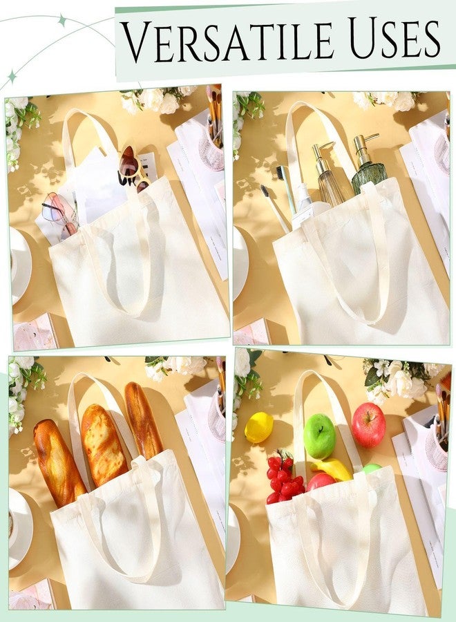 Locmeo 24 Pack Canvas Tote Bags Bulk 14'' x 15'' Sublimation Blank Cotton Cloth Bags Reusable Lightweight Grocery Shopping Tote for Women DIY Crafts Party Gift Activity - Image 4
