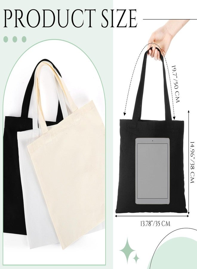Locmeo 24 Pack Canvas Tote Bags Bulk 14'' x 15'' Sublimation Blank Cotton Cloth Bags Reusable Lightweight Grocery Shopping Tote for Women DIY Crafts Party Gift Activity - Image 2