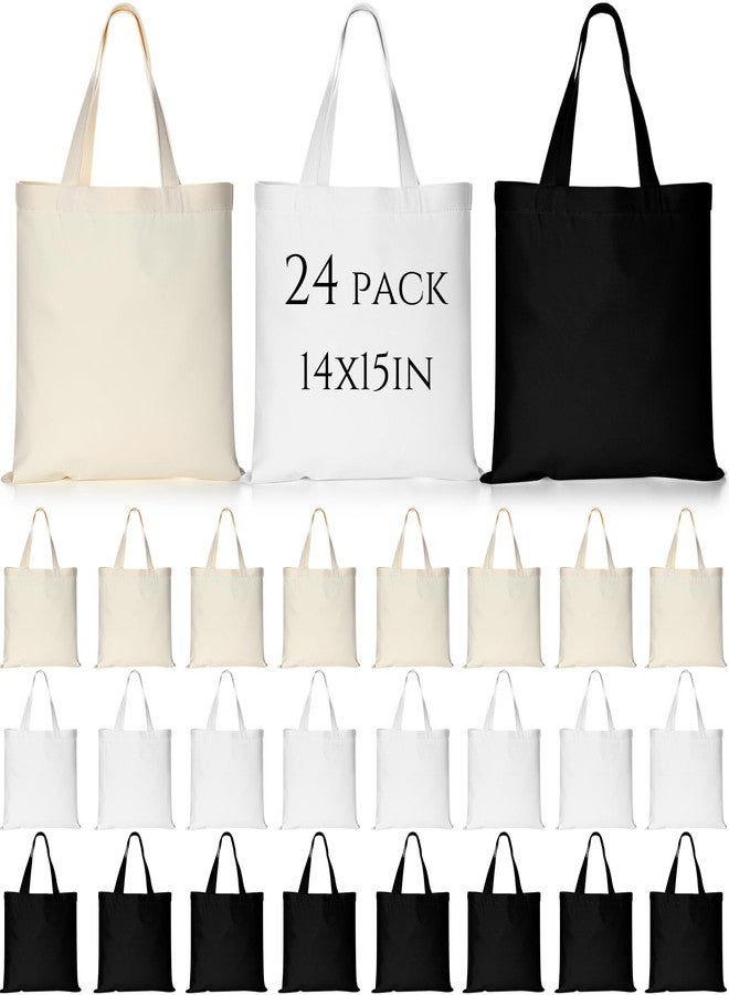 Locmeo 24 Pack Canvas Tote Bags Bulk 14'' x 15'' Sublimation Blank Cotton Cloth Bags Reusable Lightweight Grocery Shopping Tote for Women DIY Crafts Party Gift Activity - Image 1