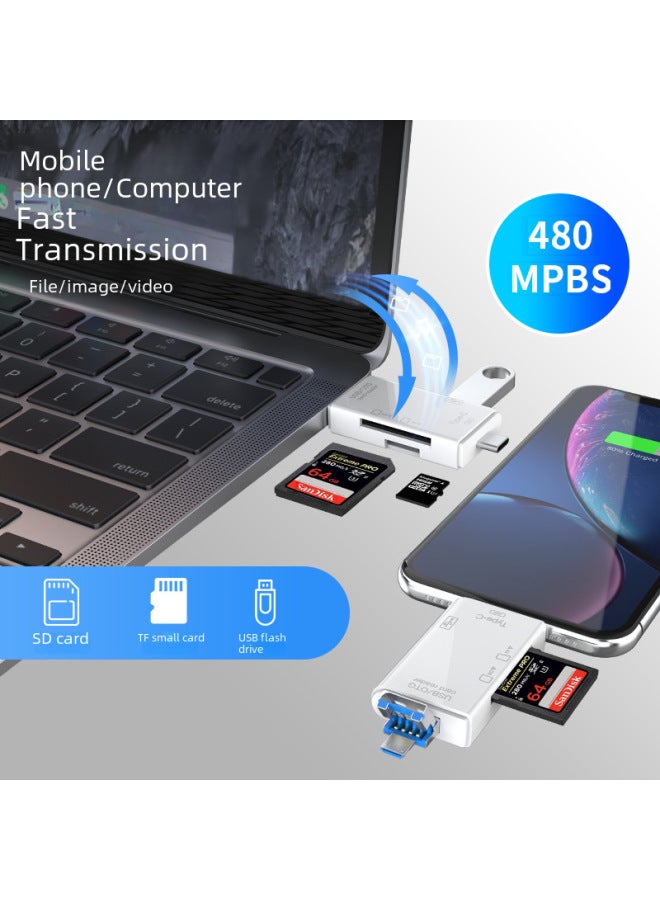Neutral Private Touch Six-in-one Card Reader Mobile Phone Dedicated Type-c Multi-function Computer U Disk Camera Tf Sd - Image 2