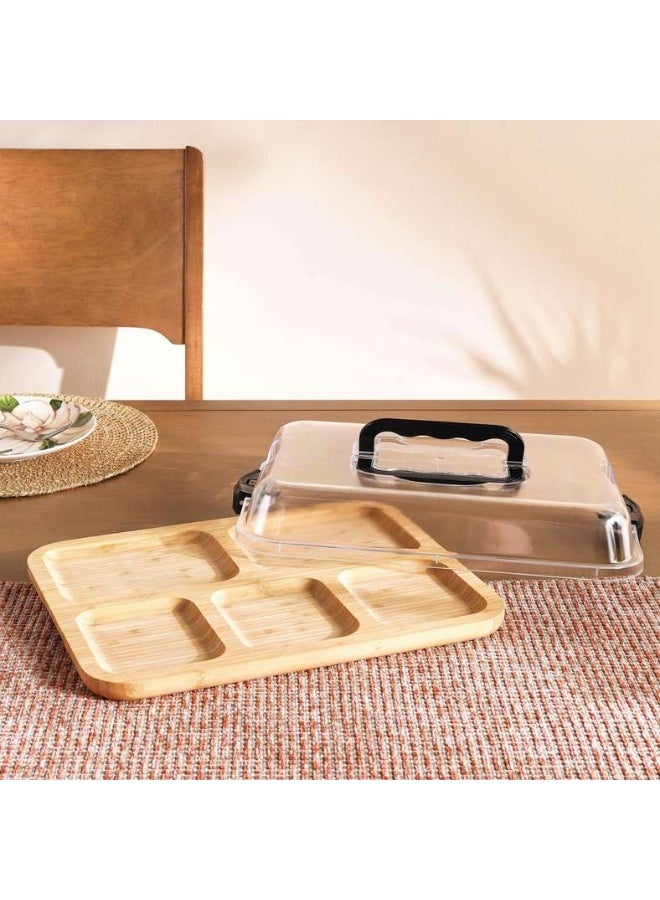 Pan Home لوح تقديم جبن طبيعي مع غطاء - Image 1