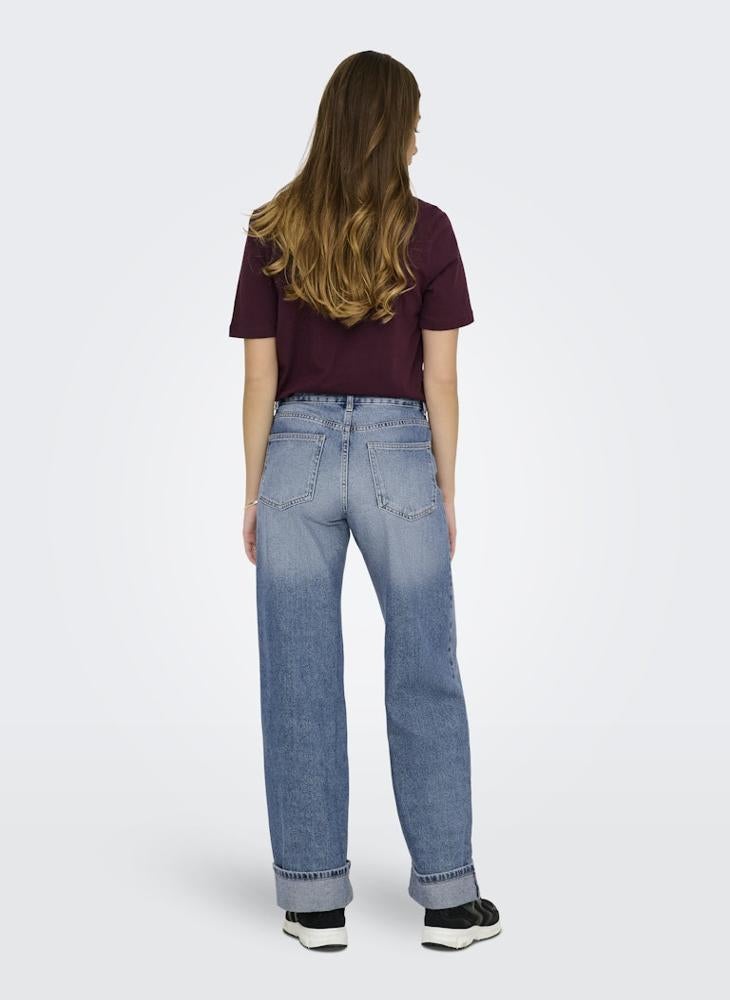 ONLY Casual Mid Waist Wide Leg Jeans "30 - Image 2