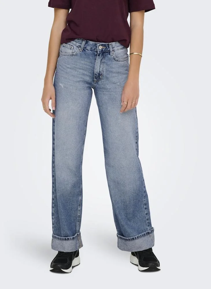 Only Casual Mid Waist Wide Leg Jeans