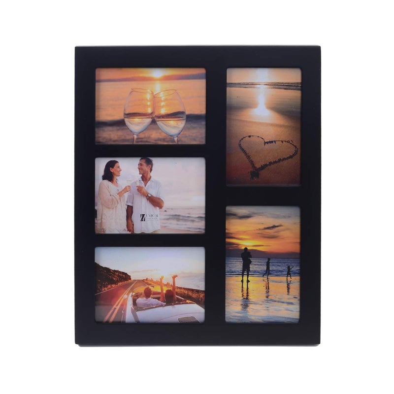 UMICAL 4x6 5Opening Picture Frame Black Wood 4x6 Collage Photo Frames for 4x6 5 Pictures Display Made for Tabletop Stand and Wall Mounting