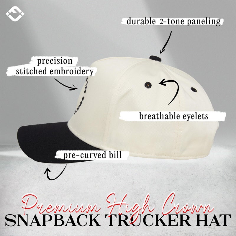 Funky Junque Two Tone Vintage Snapback Hat - Here for The Good Old Days - Black/Beige - Image 3