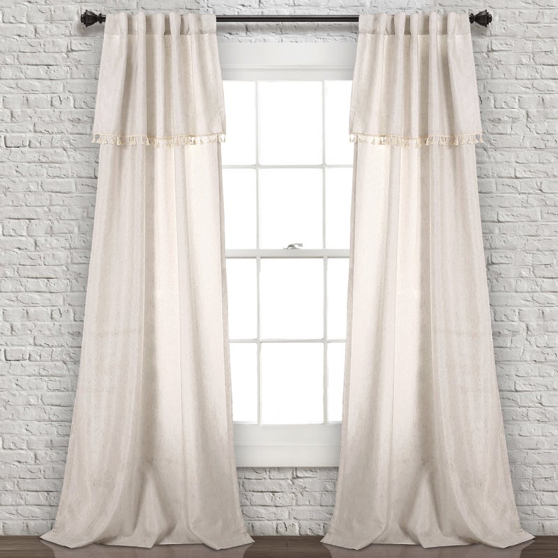 Lush Decor Lush Dcor Ivy Tassel Window Curtain Panel Pair 84 x 40 in Neutral 