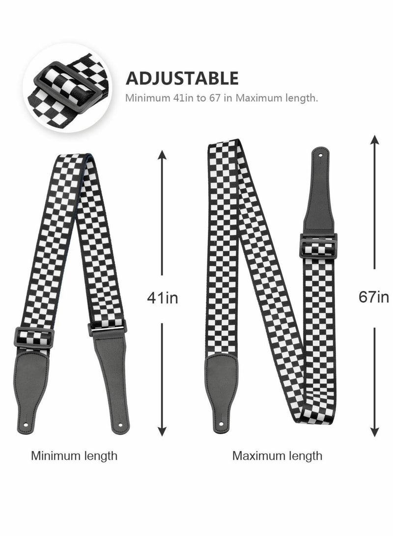 كاست ويف حزام جيتار مطرز، حزام جيتار/حزام باس قابل للتعديل، حزام قطني للجيتار باس، والجيتارات الكهربائية والصوتية (الطول 104-170 سم، العرض 5 سم) - Image 4