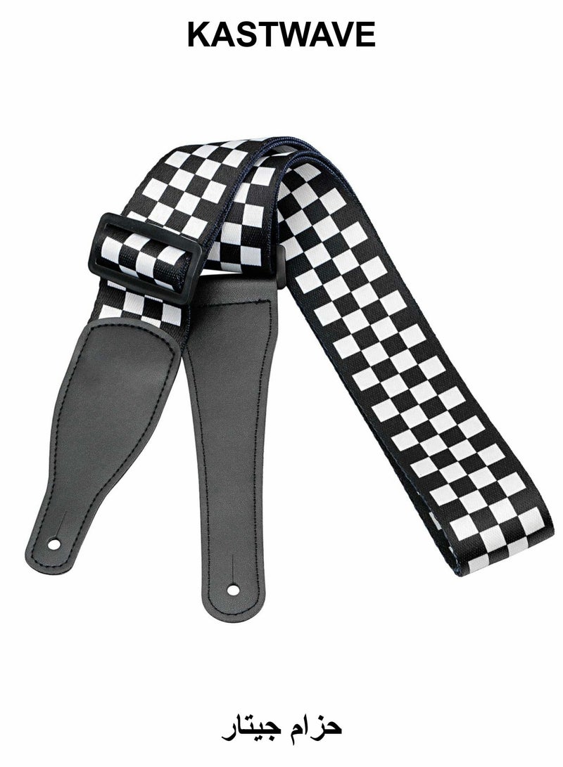 كاست ويف حزام جيتار مطرز، حزام جيتار/حزام باس قابل للتعديل، حزام قطني للجيتار باس، والجيتارات الكهربائية والصوتية (الطول 104-170 سم، العرض 5 سم) - Image 1