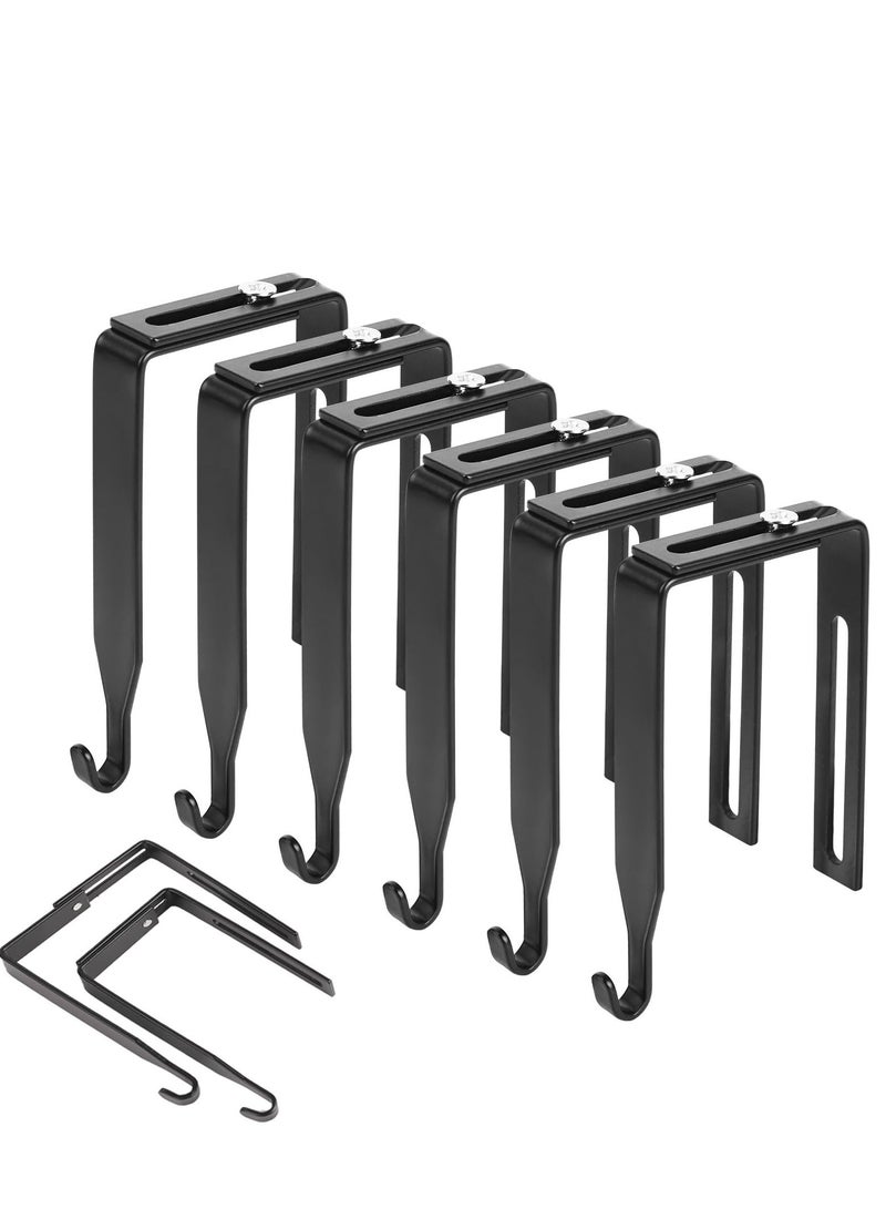 Adjustable Cubicle Hooks, 6 Pack Cubicle Wall Hooks, Metal Over The Door Hooks, Universal Cubicle Hangers for Hanging Clothes Towels Coats Hats, Fit Panels with 1.4" to 3.5" Thickness, Black - Image 1