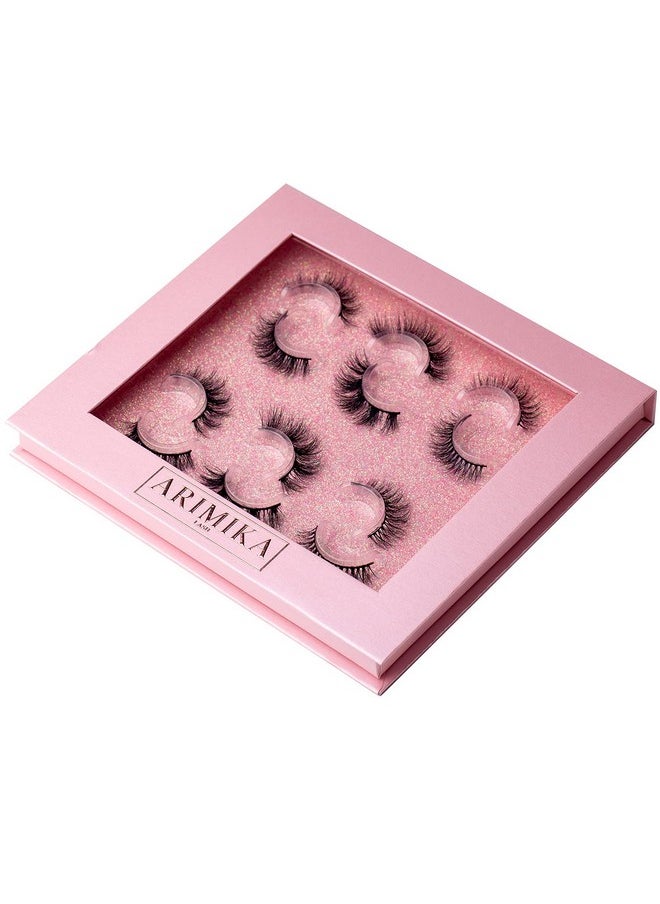 Arimika - 3 Styles 6 Pairs Natural Look 3D Mink False Eyelashes Short Fluffy Wispy Book Lashes A36N01 - Image 1