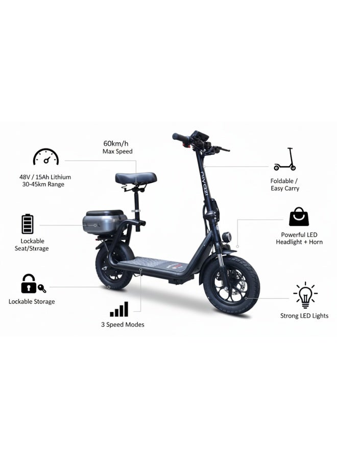 NIYAZI Scooter with basket and rear seat - Image 2