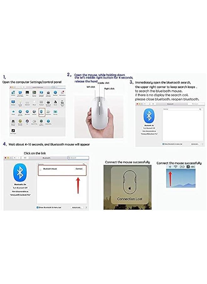 Generic - Bluetooth Mouse,Rechargeable Wireless Mouse for MacBook Pro/MacBook Air,Bluetooth Wireless Mouse for Laptop/PC/Mac/iPad pro/Computer (white) - Image 1