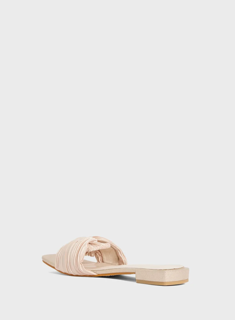 ELLA Knot Effect Flat Sandal