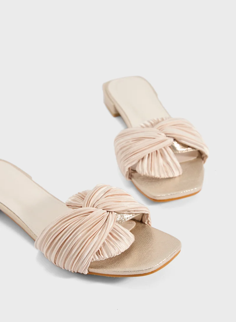 ELLA Knot Effect Flat Sandal
