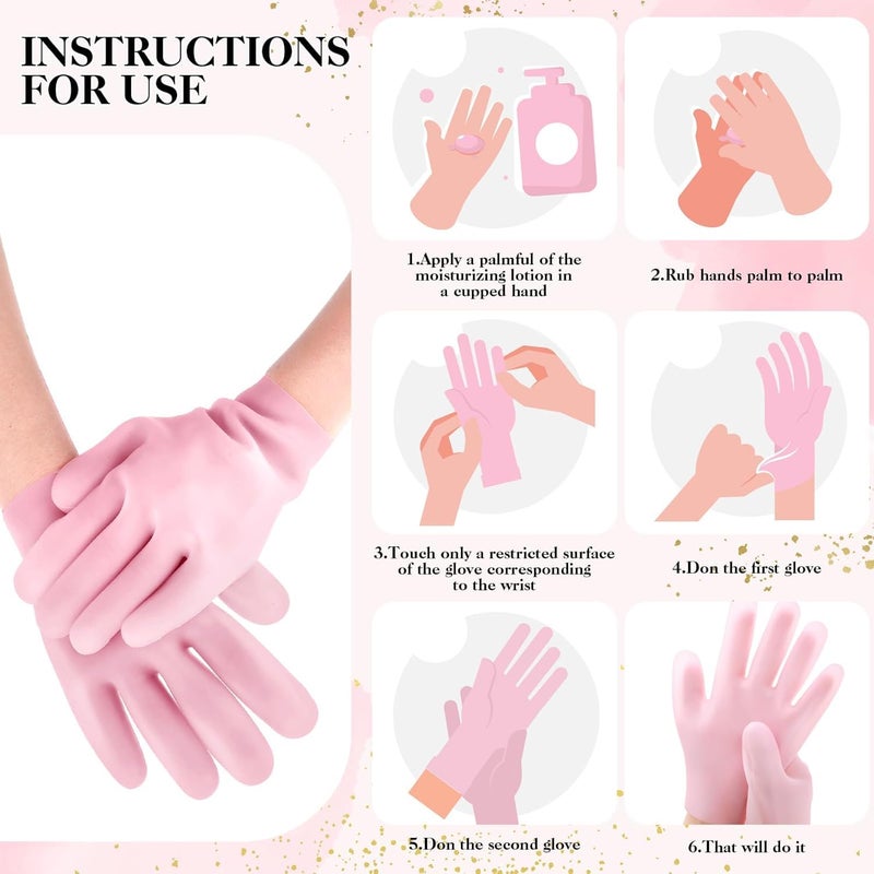Generic Silicone Moisturizing Gloves 1 Pairs Gel Spa Hydrating Gloves Soft Silicone Gloves for Dry Hands Lotion Gloves for Hand Softening Repairing Dry Cracked Hand Care Fit for Men and Women Multi  - Image 5