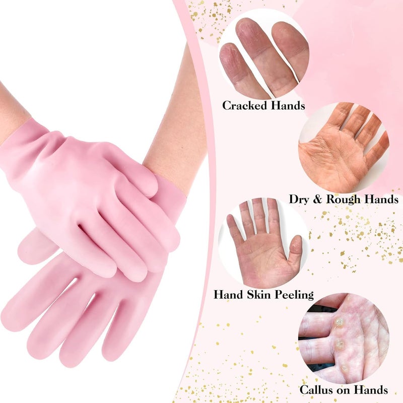 Generic Silicone Moisturizing Gloves 1 Pairs Gel Spa Hydrating Gloves Soft Silicone Gloves for Dry Hands Lotion Gloves for Hand Softening Repairing Dry Cracked Hand Care Fit for Men and Women Multi  - Image 4