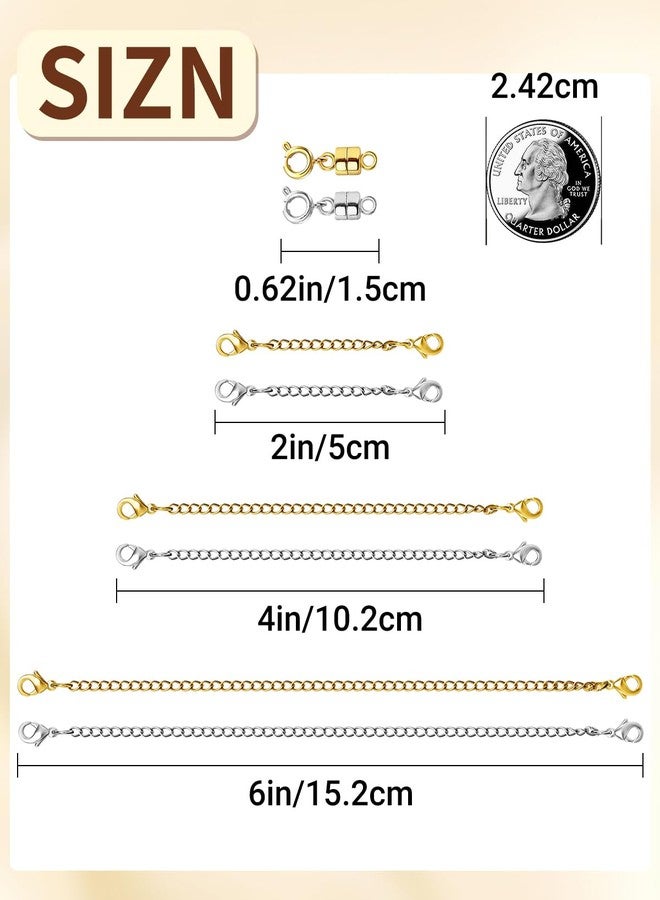 MKCYD Necklace Extender and Magnetic Necklace Clasp,Magnetic Clasps for Necklaces Extenders Gold and Sliver Chain Extension for Jewelry Repair Kit - Image 2