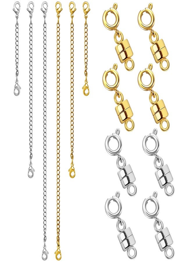 MKCYD Necklace Extender and Magnetic Necklace Clasp,Magnetic Clasps for Necklaces Extenders Gold and Sliver Chain Extension for Jewelry Repair Kit - Image 1