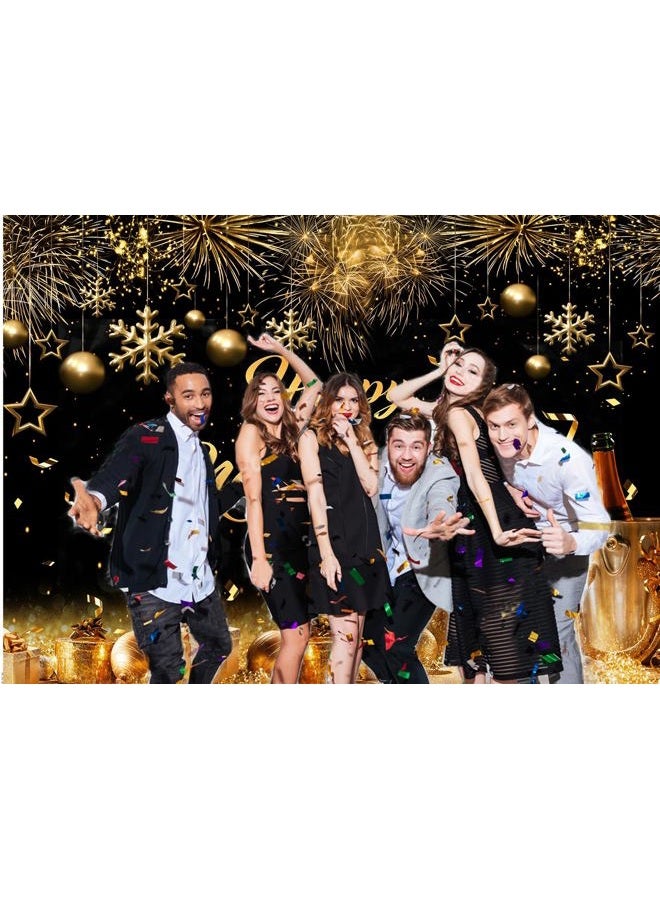 CHAIYA 8X6FT Black and Gold Happy New Year Backdrop 2023 Midnight Photography Background New Year Holiday Party Banner CY-253 - Image 3