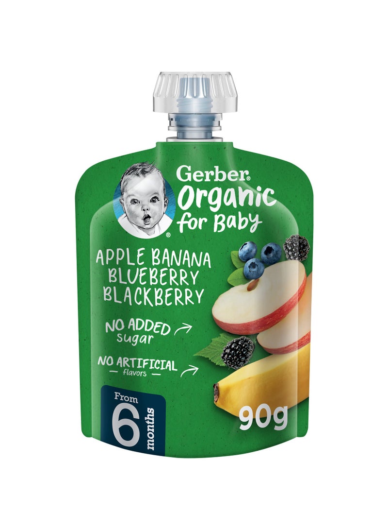Gerber Organic Puree Pouch In Apple Banana Blueberry And Blackberry 16 x 90g  - Image 1