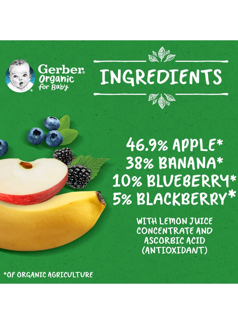 Gerber Organic Puree Pouch In Apple Banana Blueberry And Blackberry 16 x 90g  - Image 5