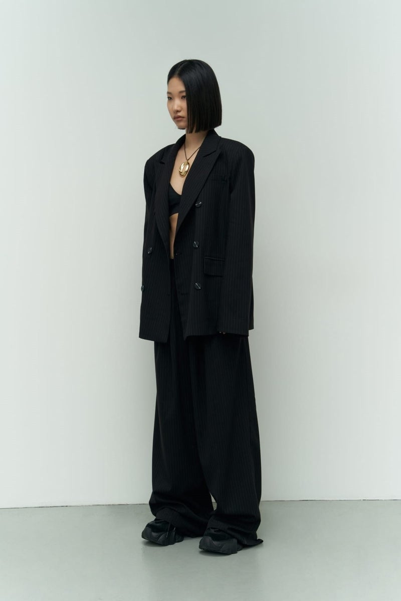 Mai Collection Bianda Striped Black Blazer  - Image 3