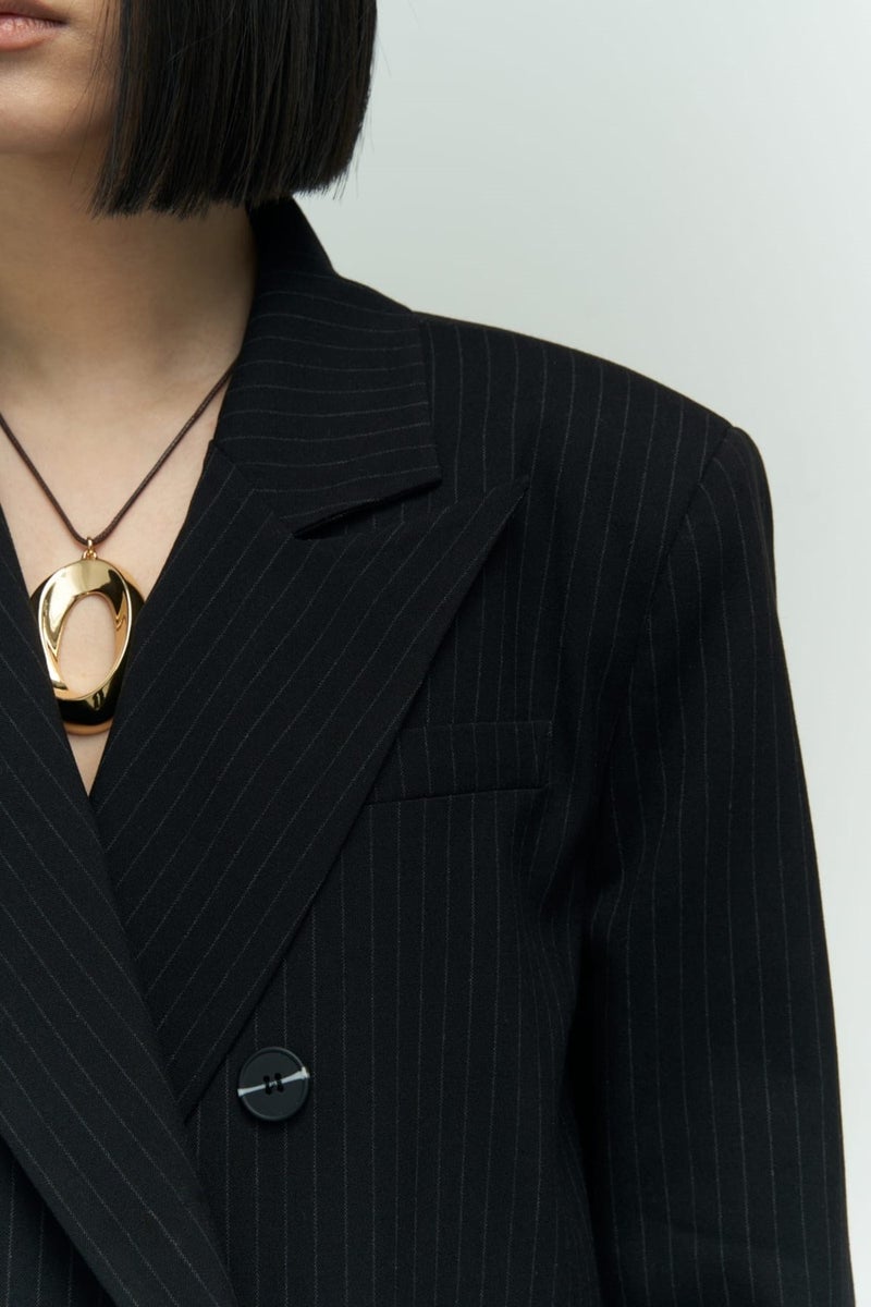Mai Collection Bianda Striped Black Blazer  - Image 5
