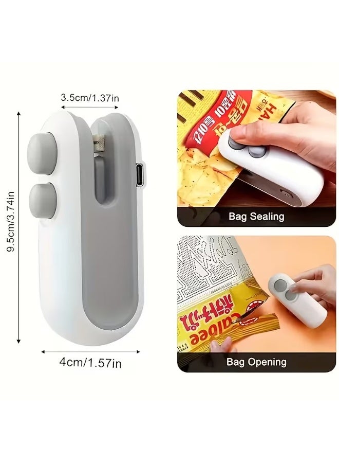 Goolsky Portable Snack Sealer, Manual Plastic Bag Sealer, USB Rechargeable, 150mAh Lithium Battery, Compact Kitchen Catering Food Service Equipment - Image 4