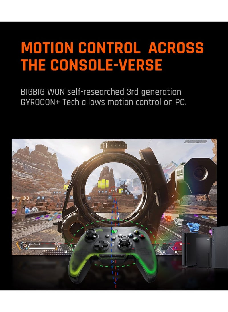 BIGBIG WON Classic Gamepad BIGBIGWON Rainbow 2 Pro Wireless Gaming Controller with Charging Dock for Switch / PC / Android / iOS with Hall Effect Trigger, 0 Deadzone Joystick, 1000mAh Battery, 1000Hz Polling Rate, 12-bit AXIS-RESOLUTION, 8-Way Mechanical D-pad, 4 Large Extra Buttons - Image 4