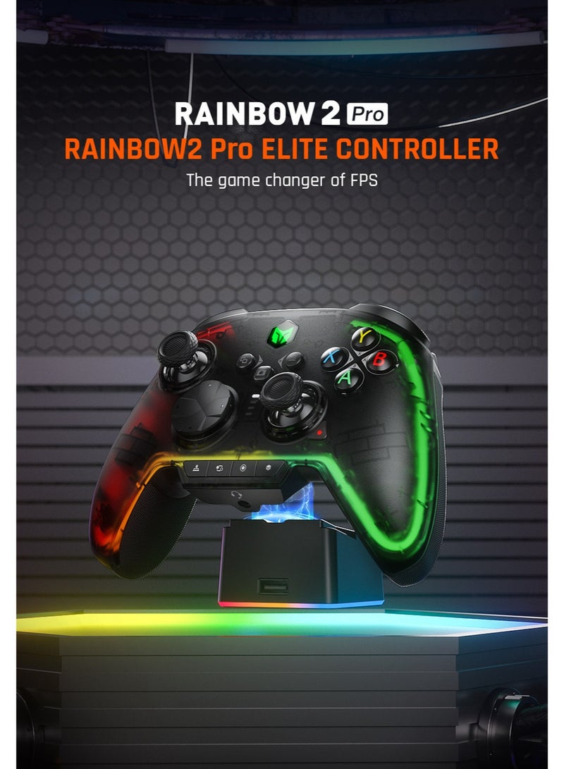 BIGBIG WON Classic Gamepad BIGBIGWON Rainbow 2 Pro Wireless Gaming Controller with Charging Dock for Switch / PC / Android / iOS with Hall Effect Trigger, 0 Deadzone Joystick, 1000mAh Battery, 1000Hz Polling Rate, 12-bit AXIS-RESOLUTION, 8-Way Mechanical D-pad, 4 Large Extra Buttons - Image 5